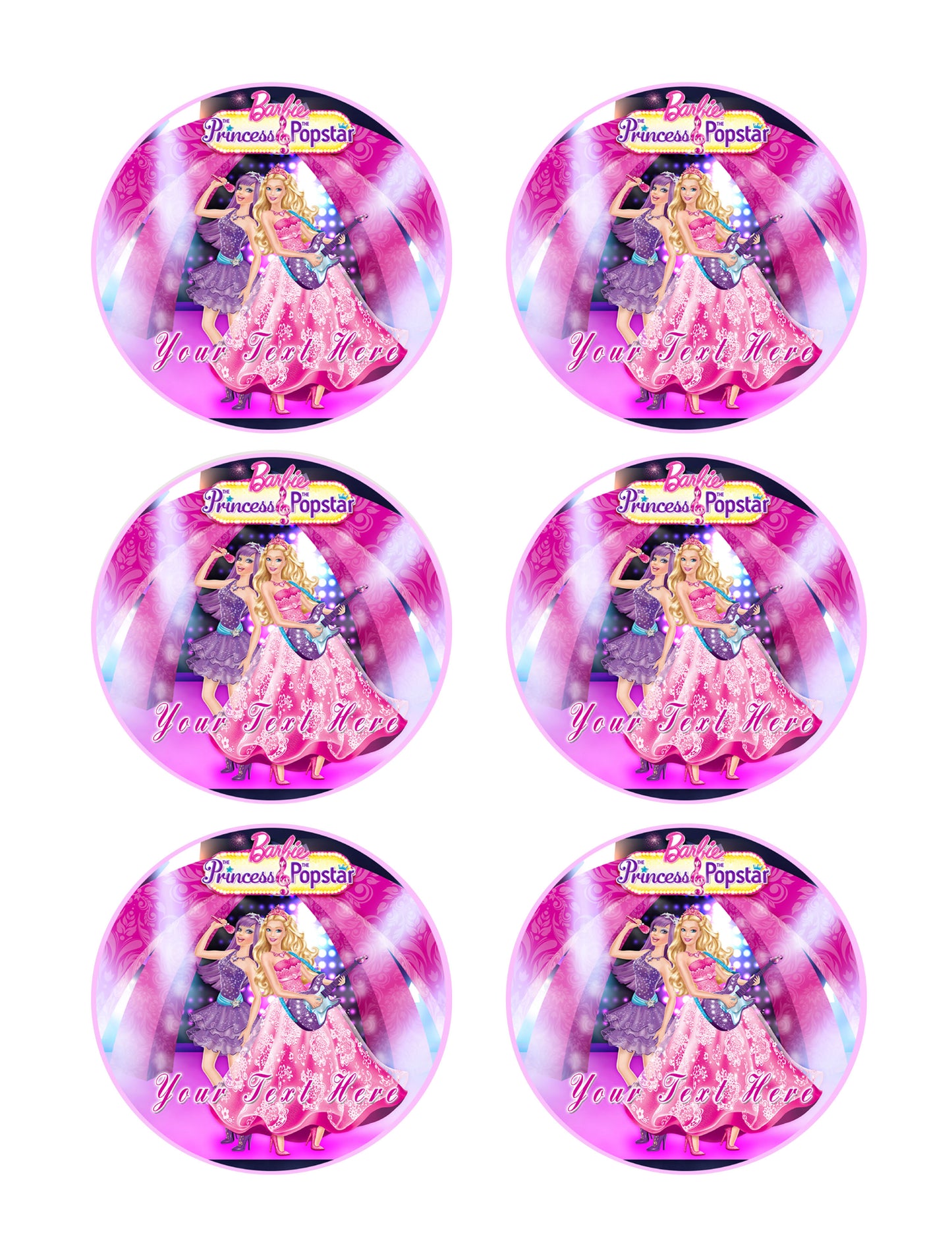 Barbie Princess and the Popstar (Nr2) - Edible Cake Topper, Cupcake Toppers, Strips