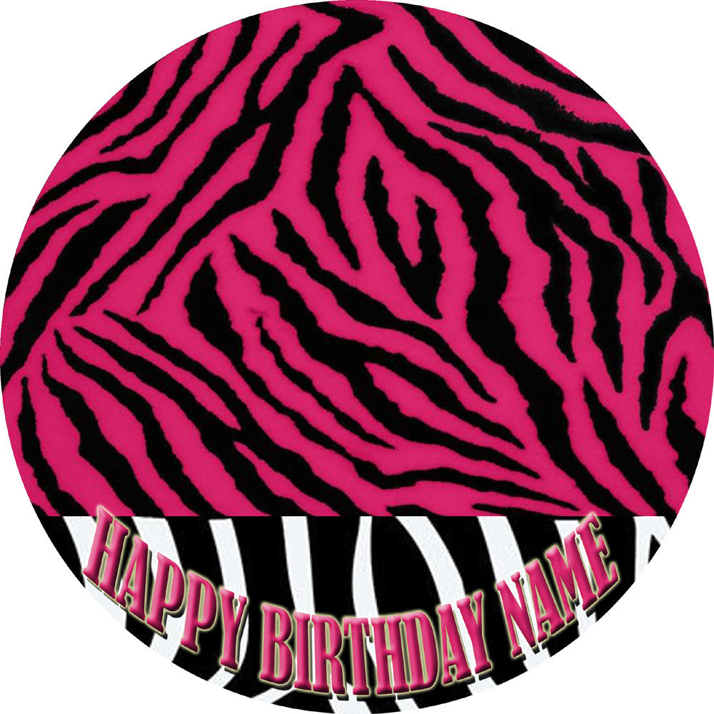 PINK Edible Birthday Cake Topper OR Cupcake Topper, Decor - Edible Prints On Cake (Edible Cake &Cupcake Topper)