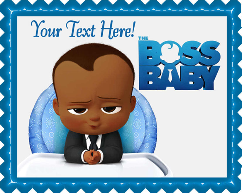 African American Boss Baby Boy - Edible Cake Topper, Cupcake Toppers, Strips
