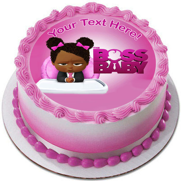 African American Boss Baby Girl - Edible Cake Topper, Cupcake Toppers, Strips