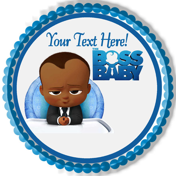 African American Boss Baby Boy - Edible Cake Topper, Cupcake Toppers, Strips