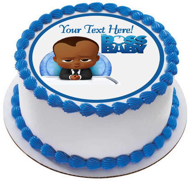 African American Boss Baby Boy - Edible Cake Topper, Cupcake Toppers, Strips