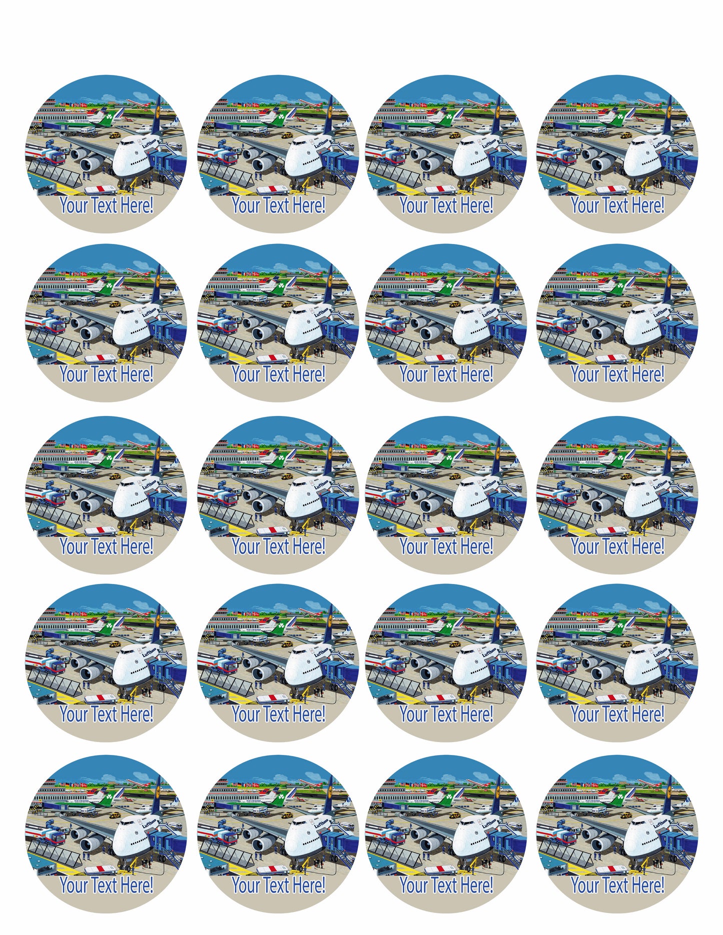 Airport With Planes - Edible Cake Topper, Cupcake Toppers, Strips