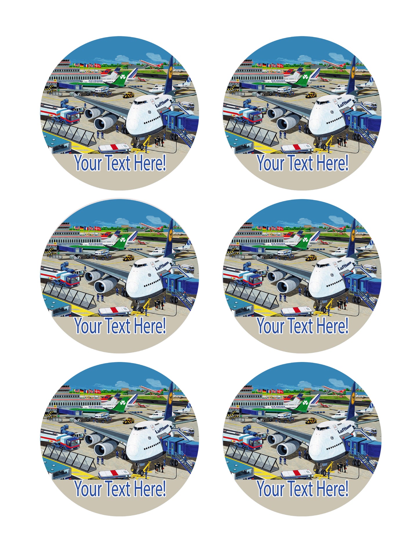 Airport With Planes - Edible Cake Topper, Cupcake Toppers, Strips