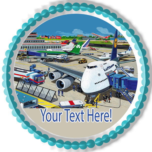 Airport With Planes - Edible Cake Topper, Cupcake Toppers, Strips