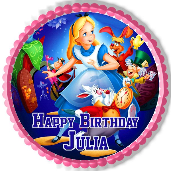 Alice in Wonderland - Edible Cake Topper, Cupcake Toppers, Strips