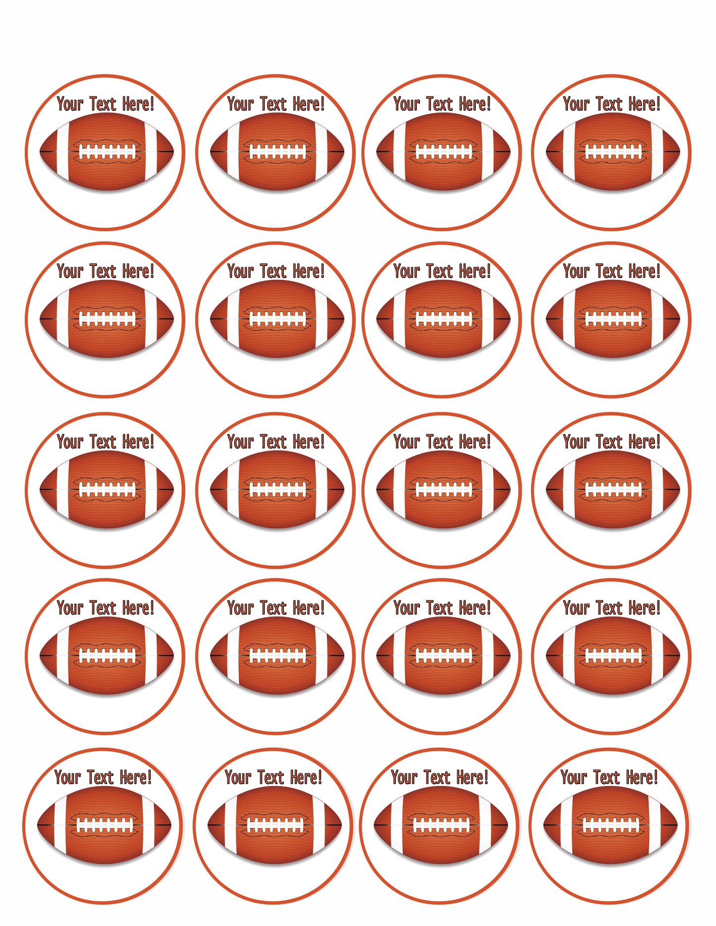 American Football - Edible Cake Topper, Cupcake Toppers, Strips