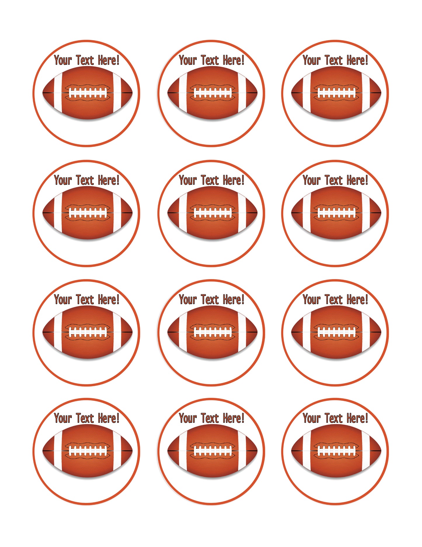 American Football - Edible Cake Topper, Cupcake Toppers, Strips