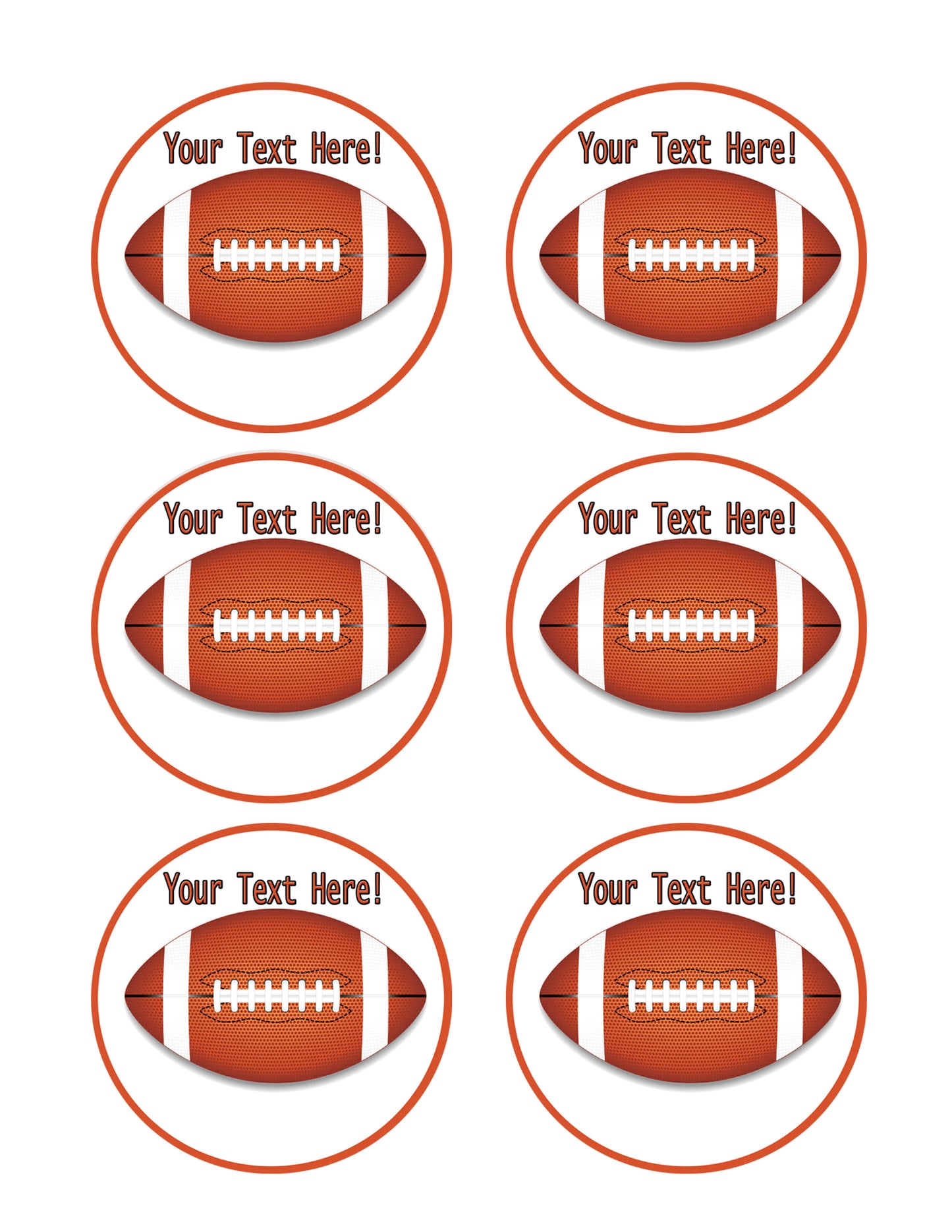 American Football - Edible Cake Topper, Cupcake Toppers, Strips