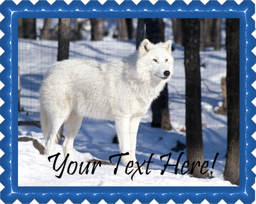White wolf - Edible Cake Topper, Cupcake Toppers, Strips