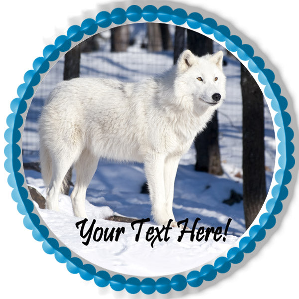 White wolf - Edible Cake Topper, Cupcake Toppers, Strips