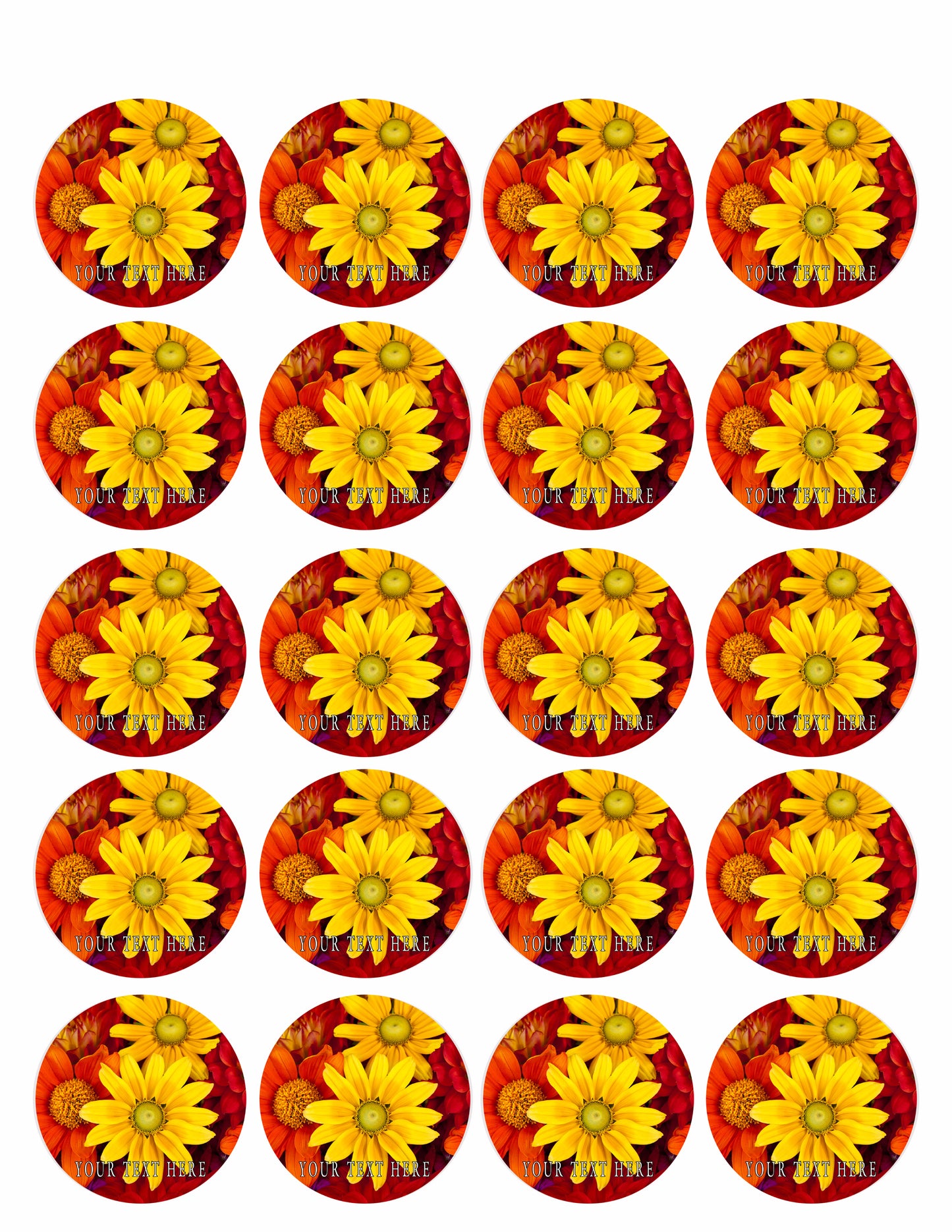 Autumn flowers - Edible Cake Topper, Cupcake Toppers, Strips