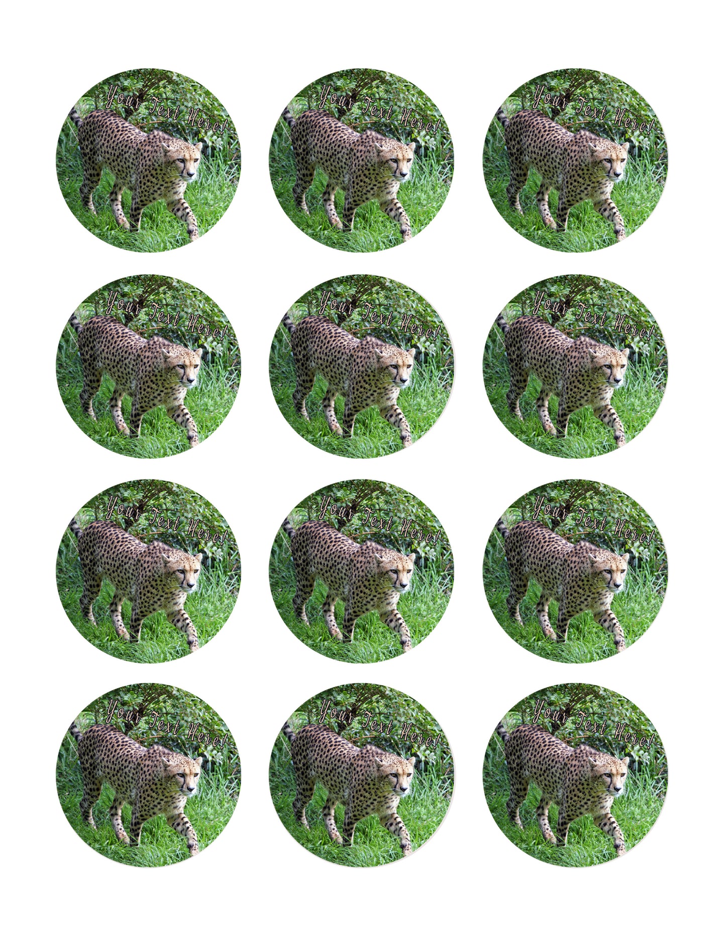 Awesome Cheetah - Edible Cake Topper, Cupcake Toppers, Strips