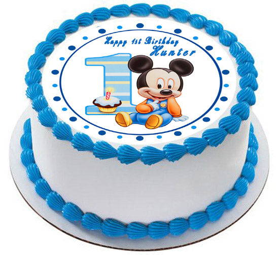 BABY MICKEY MOUSE 1st Birthday - Edible Cake Topper, Cupcake Toppers, Strips