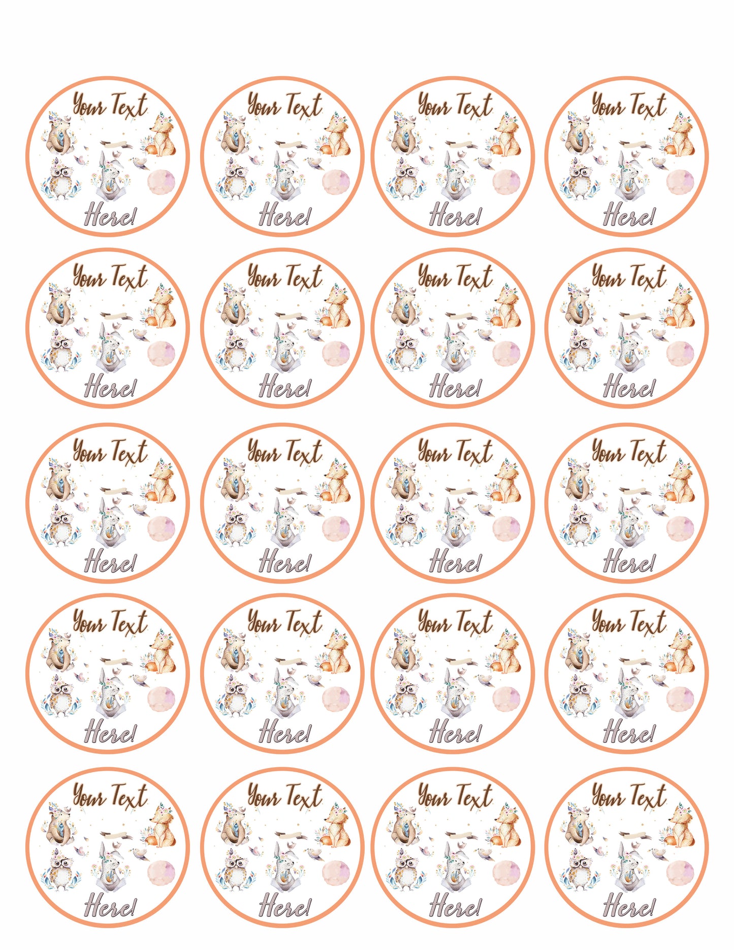 Baby Rabbit and Bear Animal - Edible Cake Topper, Cupcake Toppers, Strips