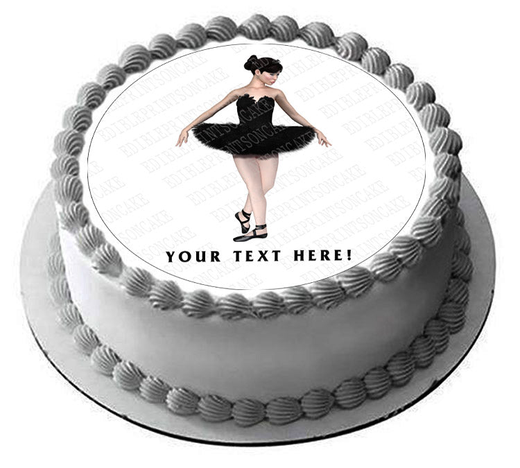 Ballerina in Black Swan - Edible Cake Topper, Cupcake Toppers, Strips