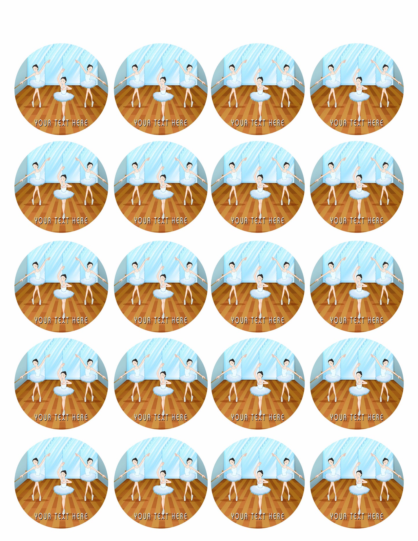 Ballet dancers dancing - Edible Cake Topper, Cupcake Toppers, Strips