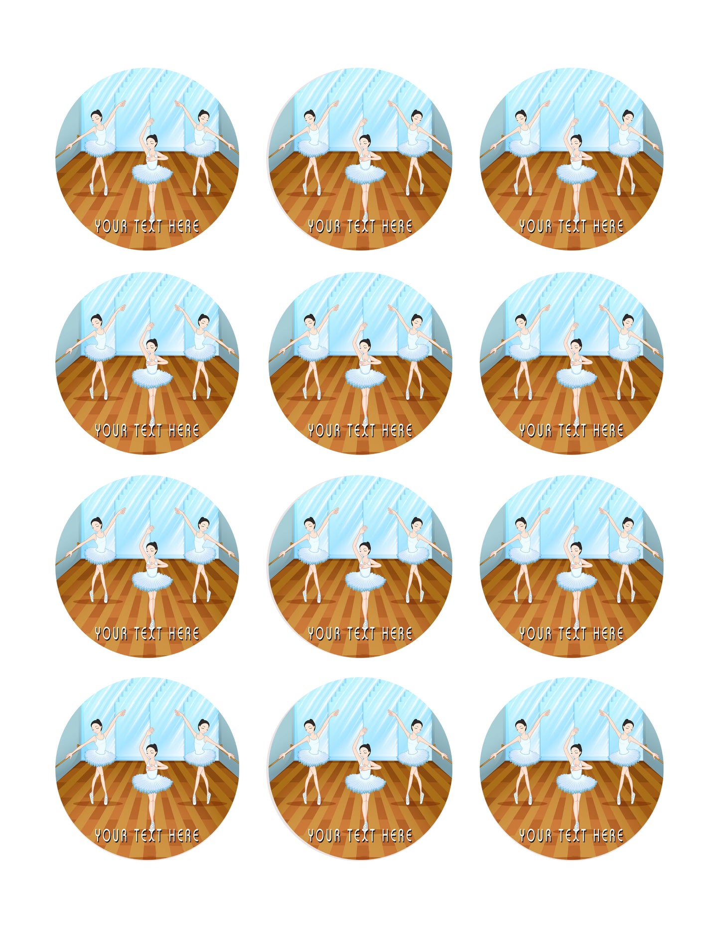 Ballet dancers dancing - Edible Cake Topper, Cupcake Toppers, Strips