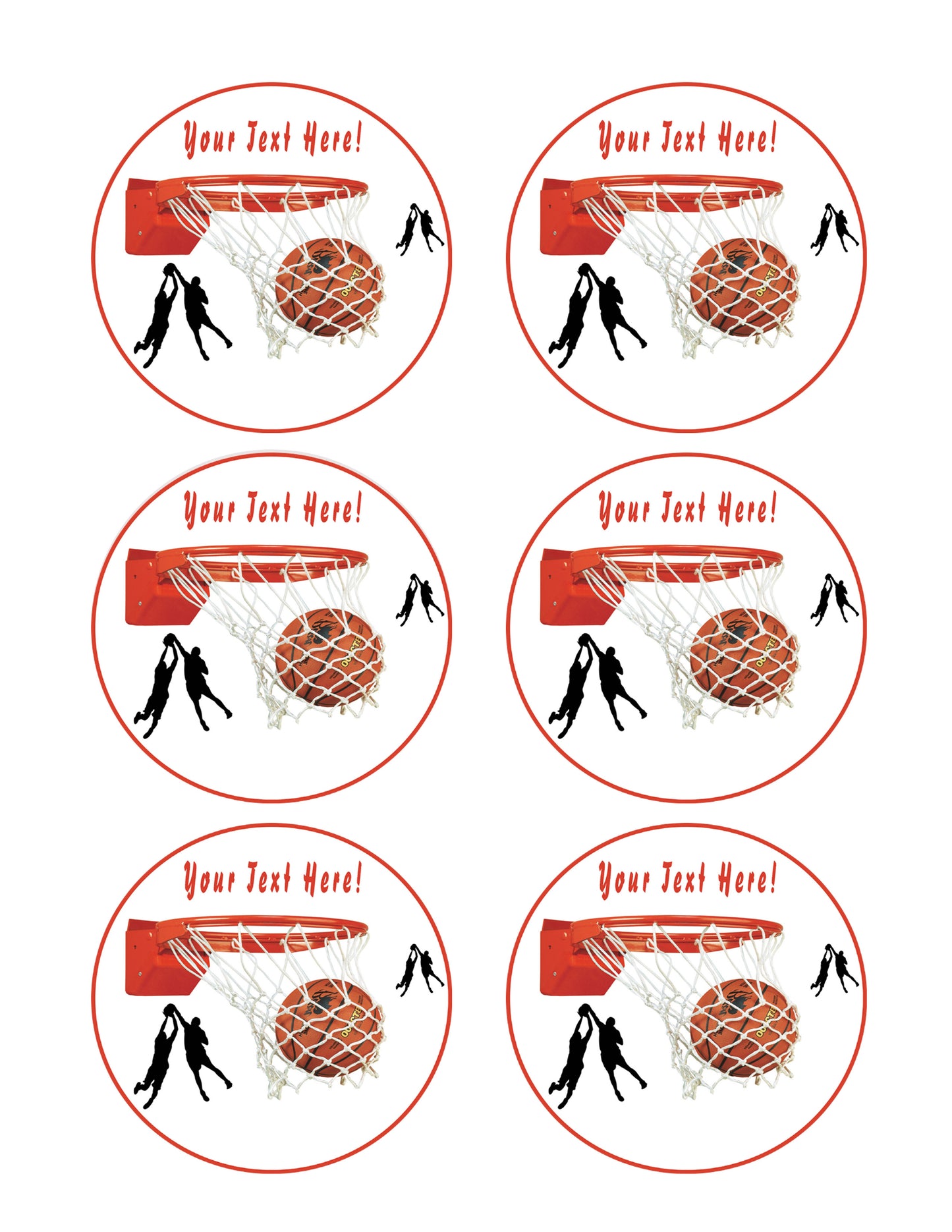 Basketball - Edible Cake Topper, Cupcake Toppers, Strips