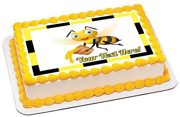 Bee Holding Honey Bucket - Edible Cake Topper, Cupcake Toppers, Strips