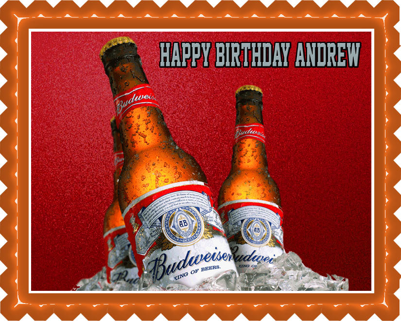 Beer Bottles Budweiser (Nr2) - Edible Cake Topper, Cupcake Toppers, Strips