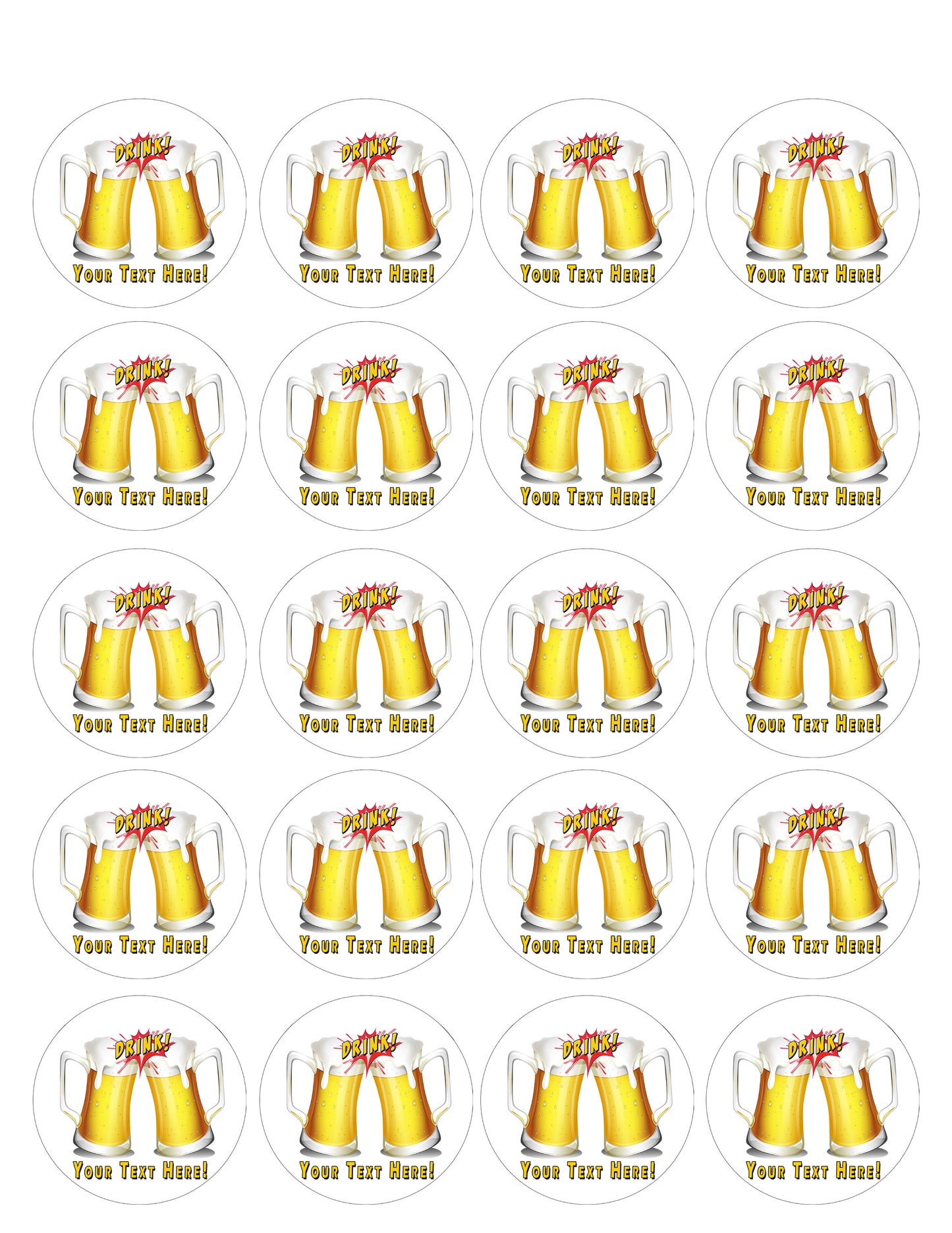 Beers with drink flash icon - Edible Cake Topper, Cupcake Toppers, Strips