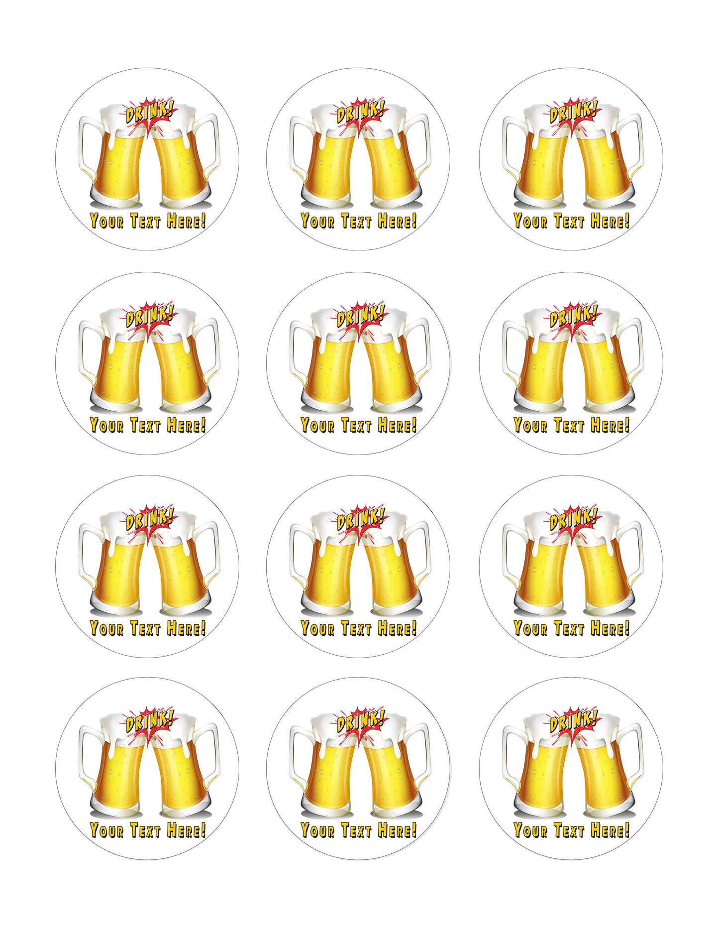 Beers with drink flash icon - Edible Cake Topper, Cupcake Toppers, Strips