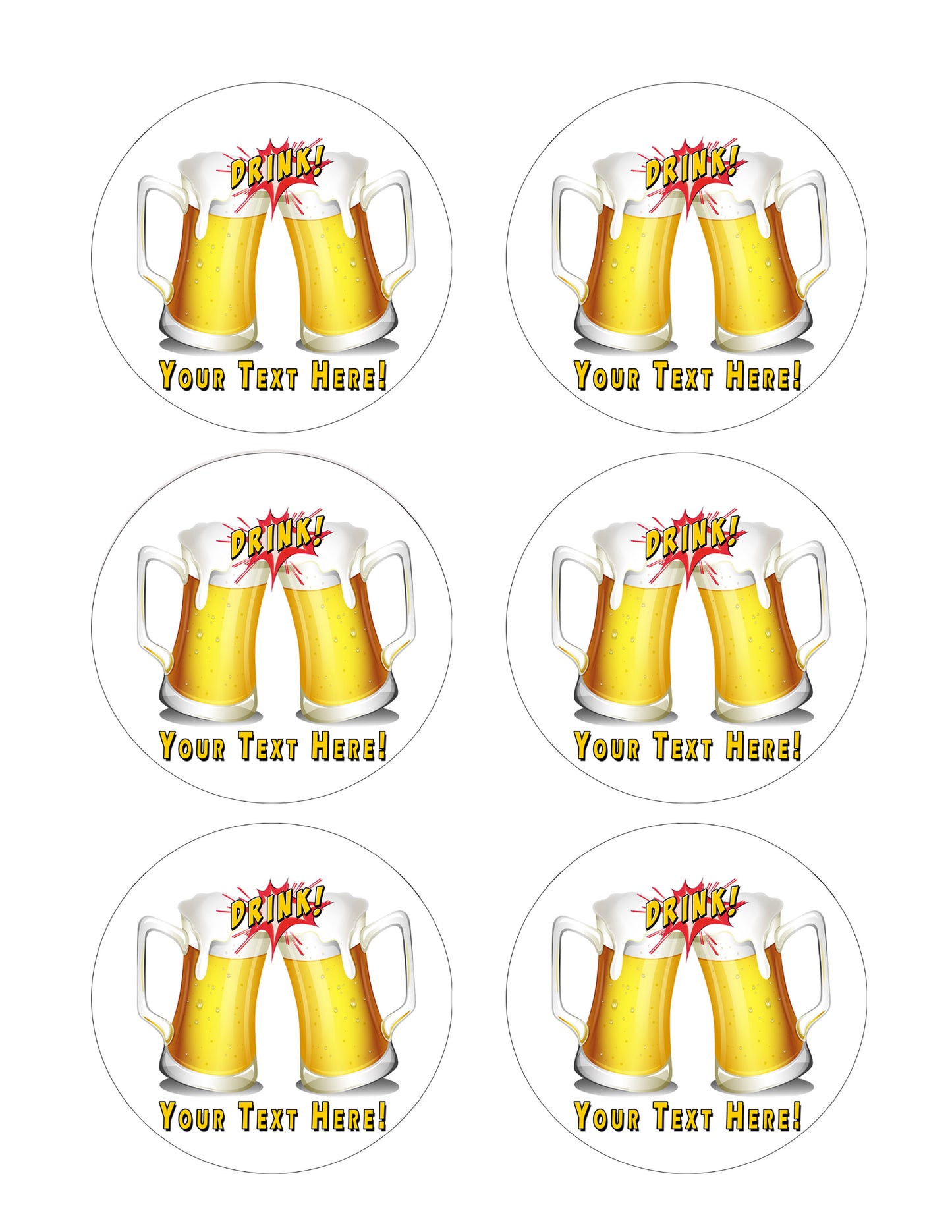 Beers with drink flash icon - Edible Cake Topper, Cupcake Toppers, Strips