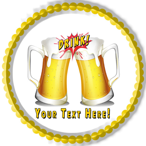 Beers with drink flash icon - Edible Cake Topper, Cupcake Toppers, Strips