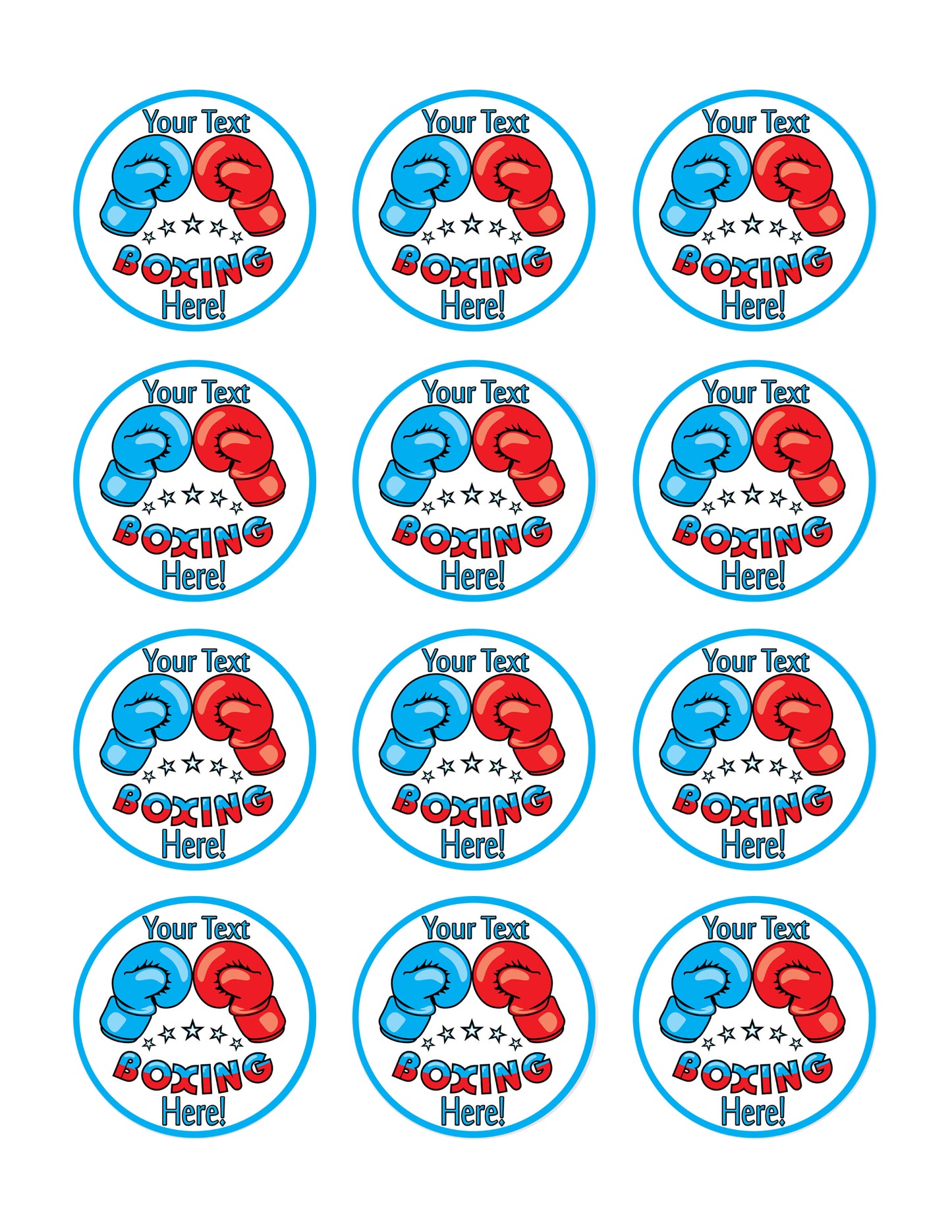 Boxing Gloves - Edible Cake Topper, Cupcake Toppers, Strips