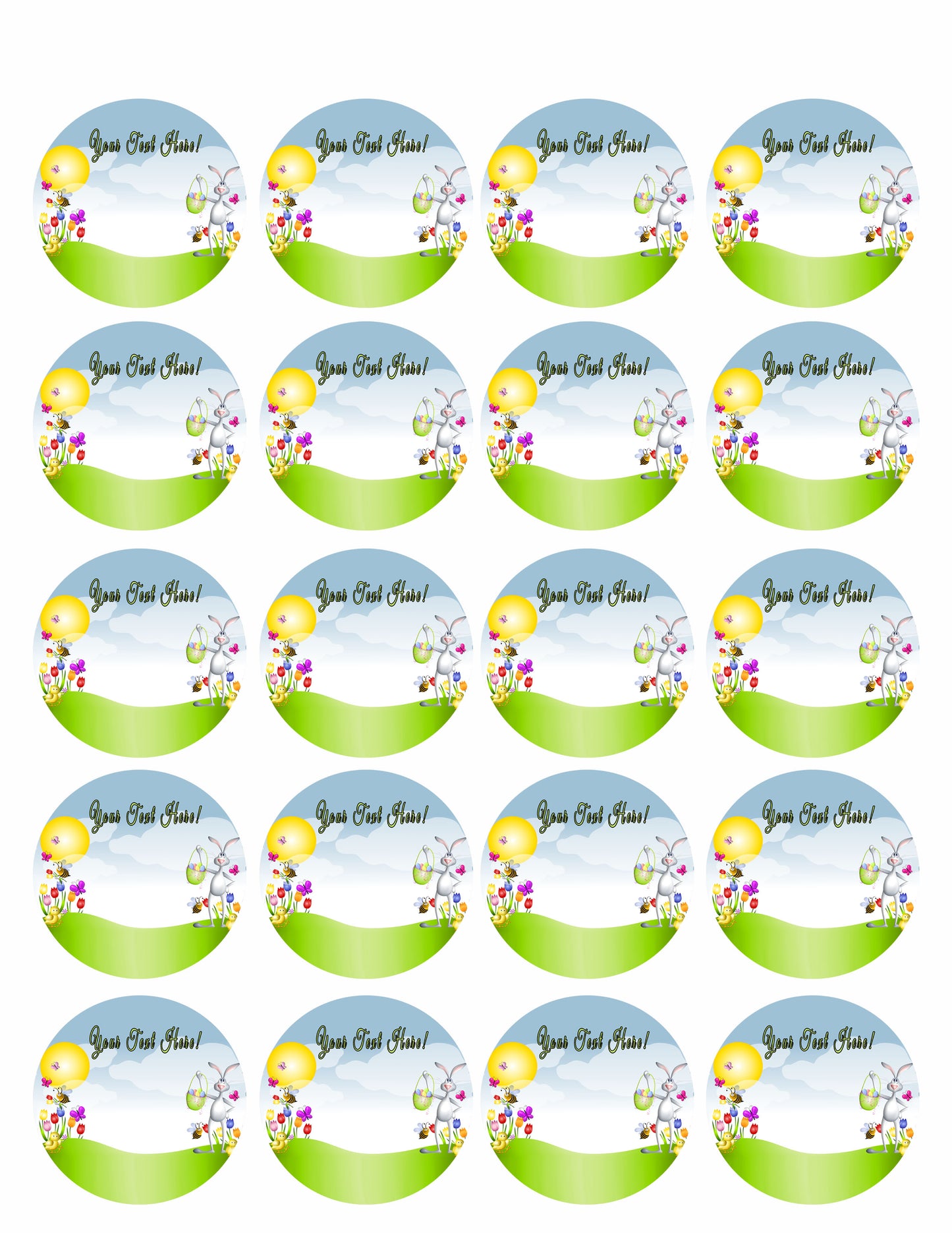 Cartoon Easter Animals Spring - Edible Cake Topper, Cupcake Toppers, Strips