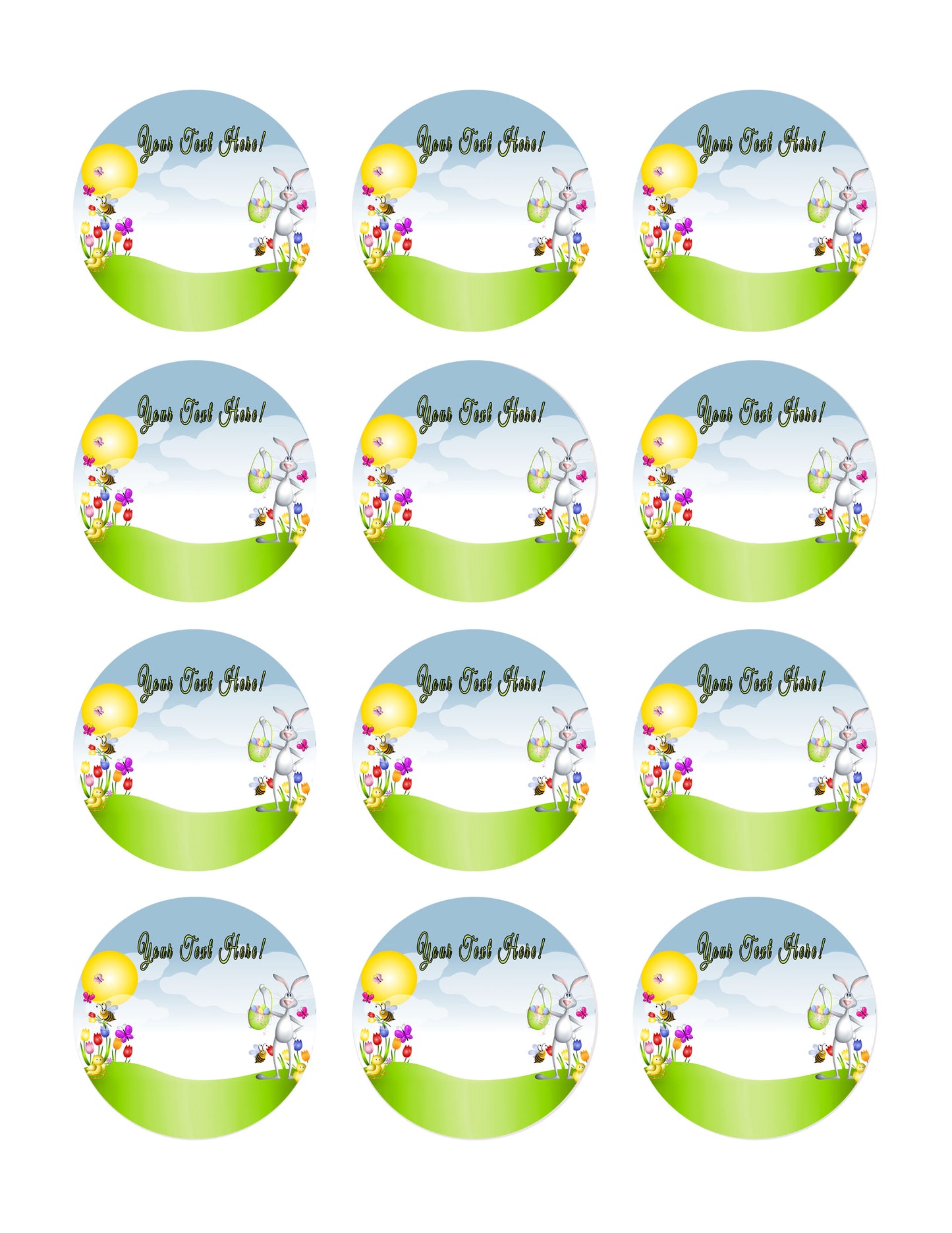 Cartoon Easter Animals Spring - Edible Cake Topper, Cupcake Toppers, Strips