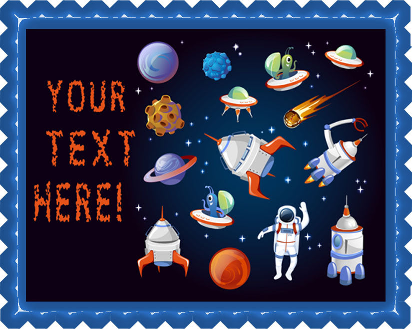 Cartoon Space Elements - Edible Cake Topper, Cupcake Toppers, Strips