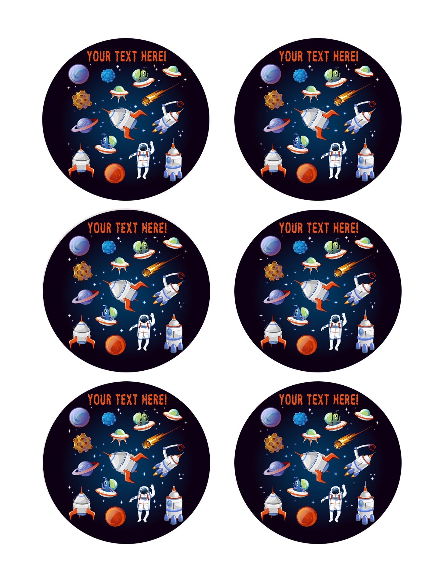 Cartoon Space Elements - Edible Cake Topper, Cupcake Toppers, Strips