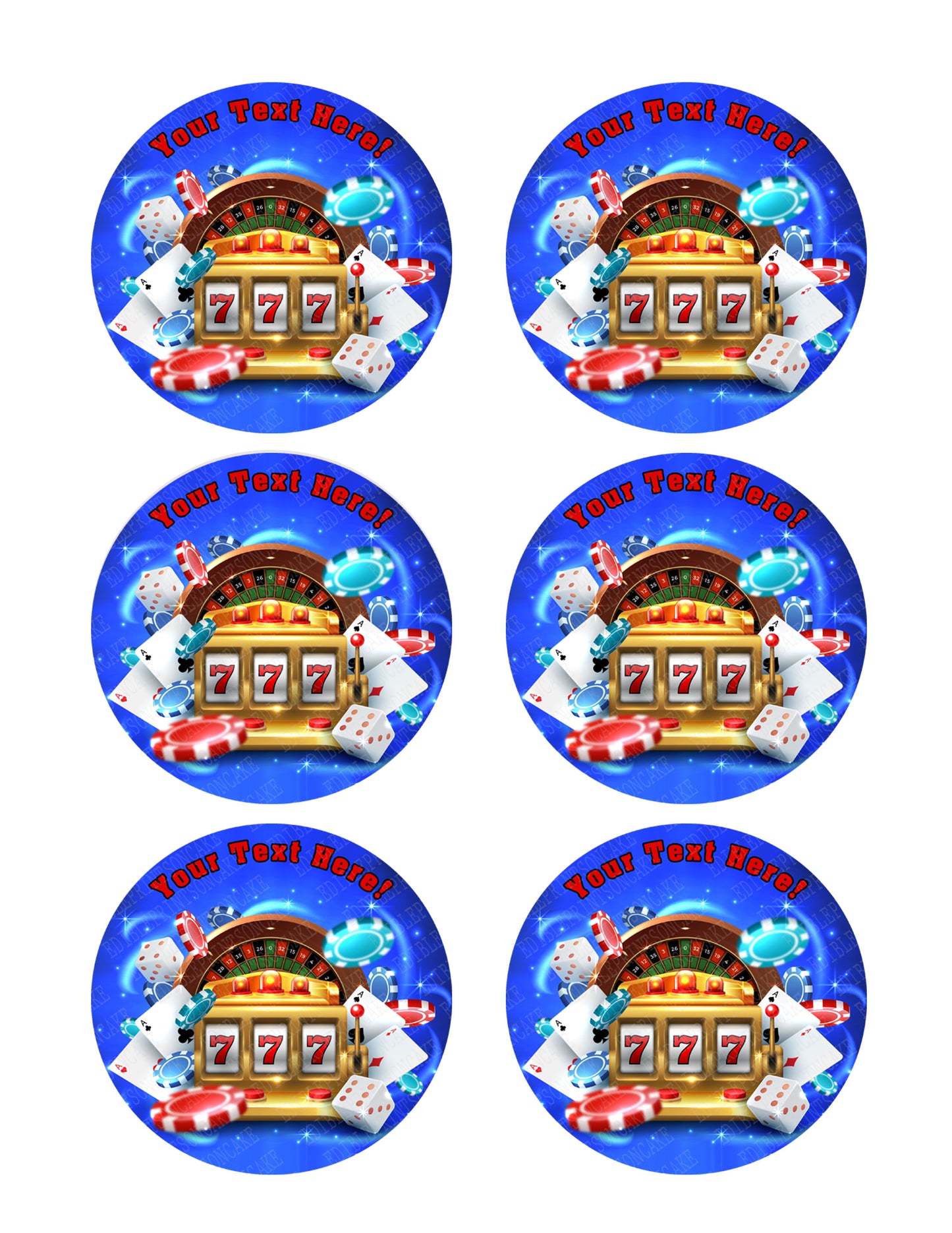 Casino Gambling Roulette Big Lucky Slot Machine - Edible Cake Topper, Cupcake Toppers, Strips