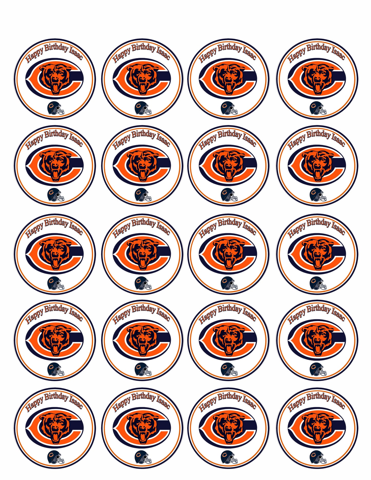 Chicago Bears - Edible Cake Topper, Cupcake Toppers, Strips