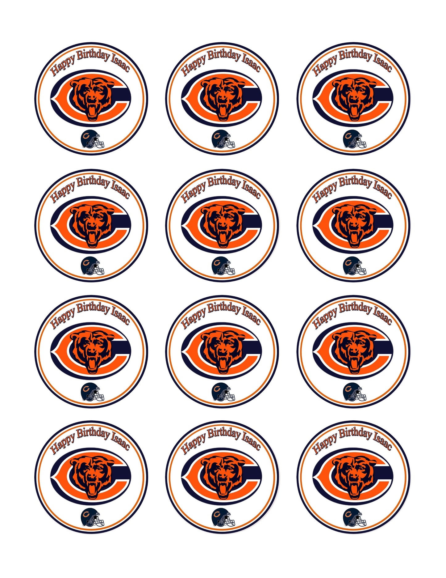 Chicago Bears - Edible Cake Topper, Cupcake Toppers, Strips