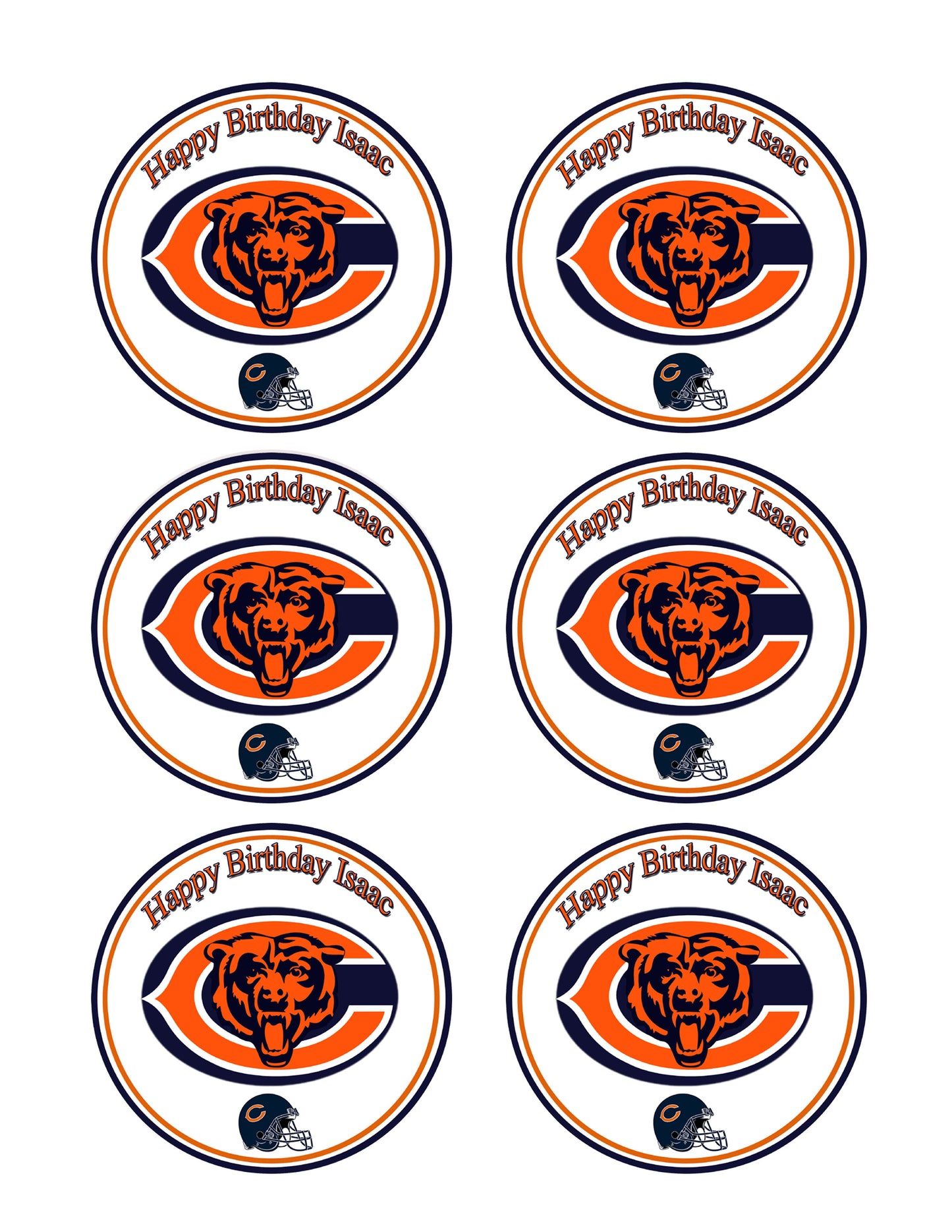 Chicago Bears - Edible Cake Topper, Cupcake Toppers, Strips