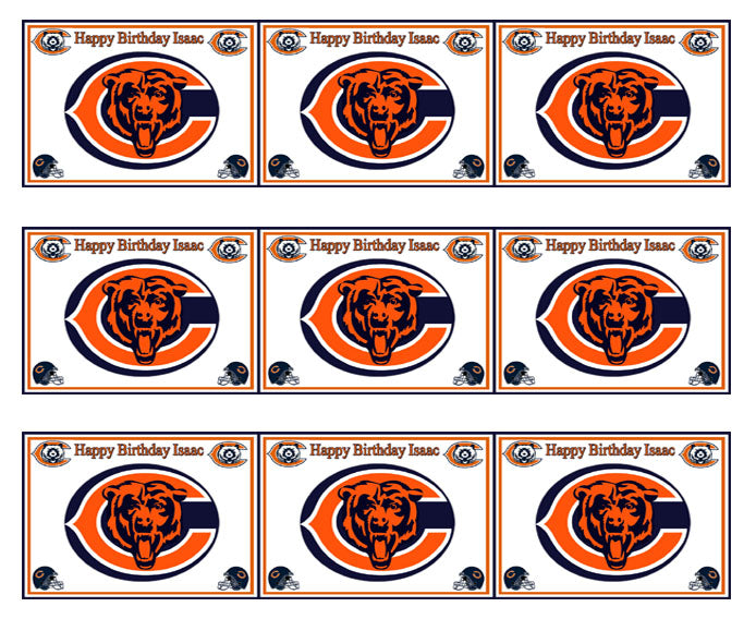 Chicago Bears - Edible Cake Topper, Cupcake Toppers, Strips