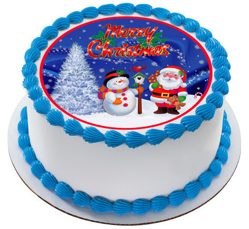 Christmas 8 Edible Birthday Cake Topper OR Cupcake Topper, Decor - Edible Prints On Cake (Edible Cake &Cupcake Topper)
