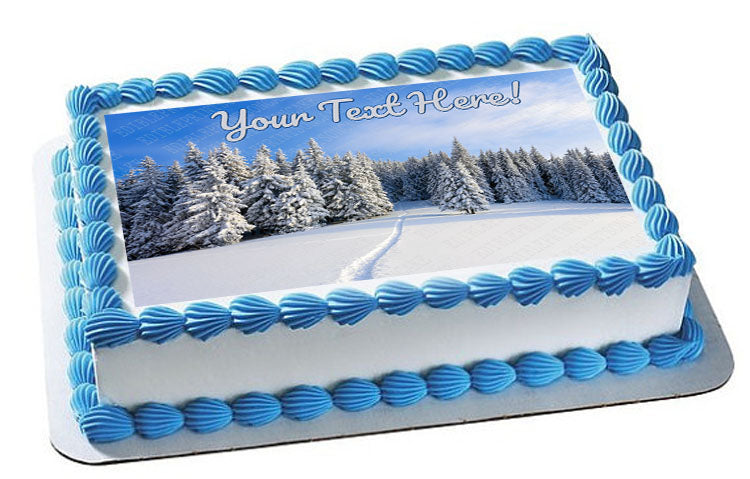 Christmas holidays Winter Landscape - Edible Cake Topper, Cupcake Toppers, Strips