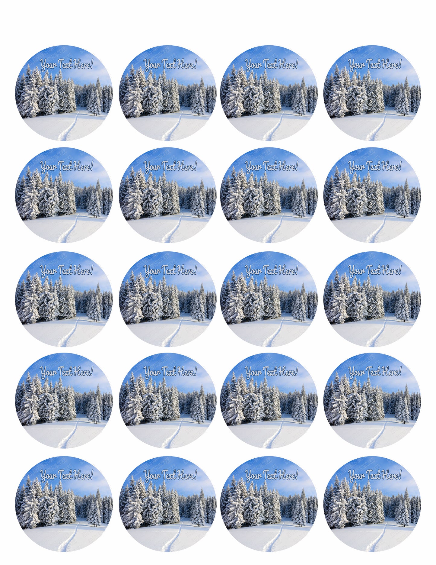 Christmas holidays Winter Landscape - Edible Cake Topper, Cupcake Toppers, Strips