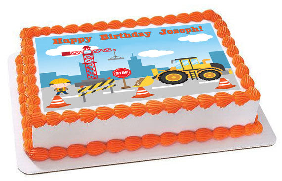 Construction - Edible Cake Topper, Cupcake Toppers, Strips