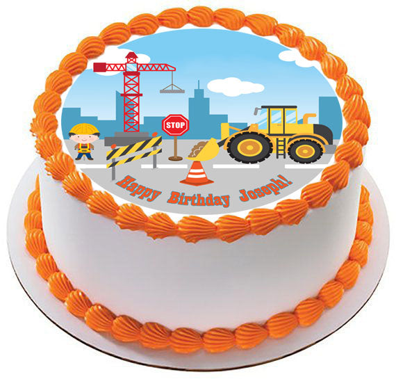 Construction - Edible Cake Topper, Cupcake Toppers, Strips