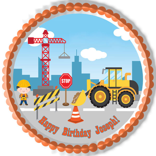 Construction - Edible Cake Topper, Cupcake Toppers, Strips