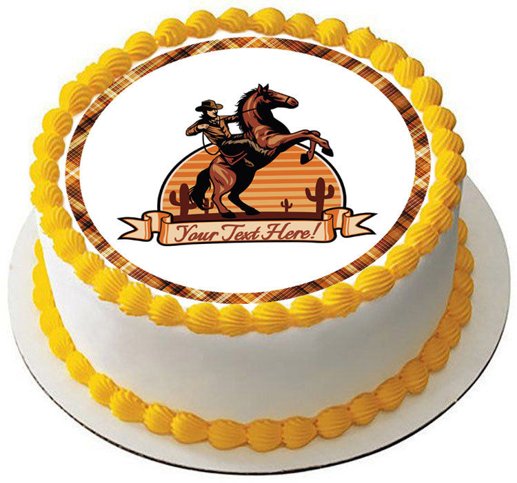 Cowboy Ride a Horse - Edible Cake Topper, Cupcake Toppers, Strips