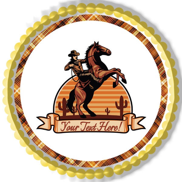 Cowboy Ride a Horse - Edible Cake Topper, Cupcake Toppers, Strips