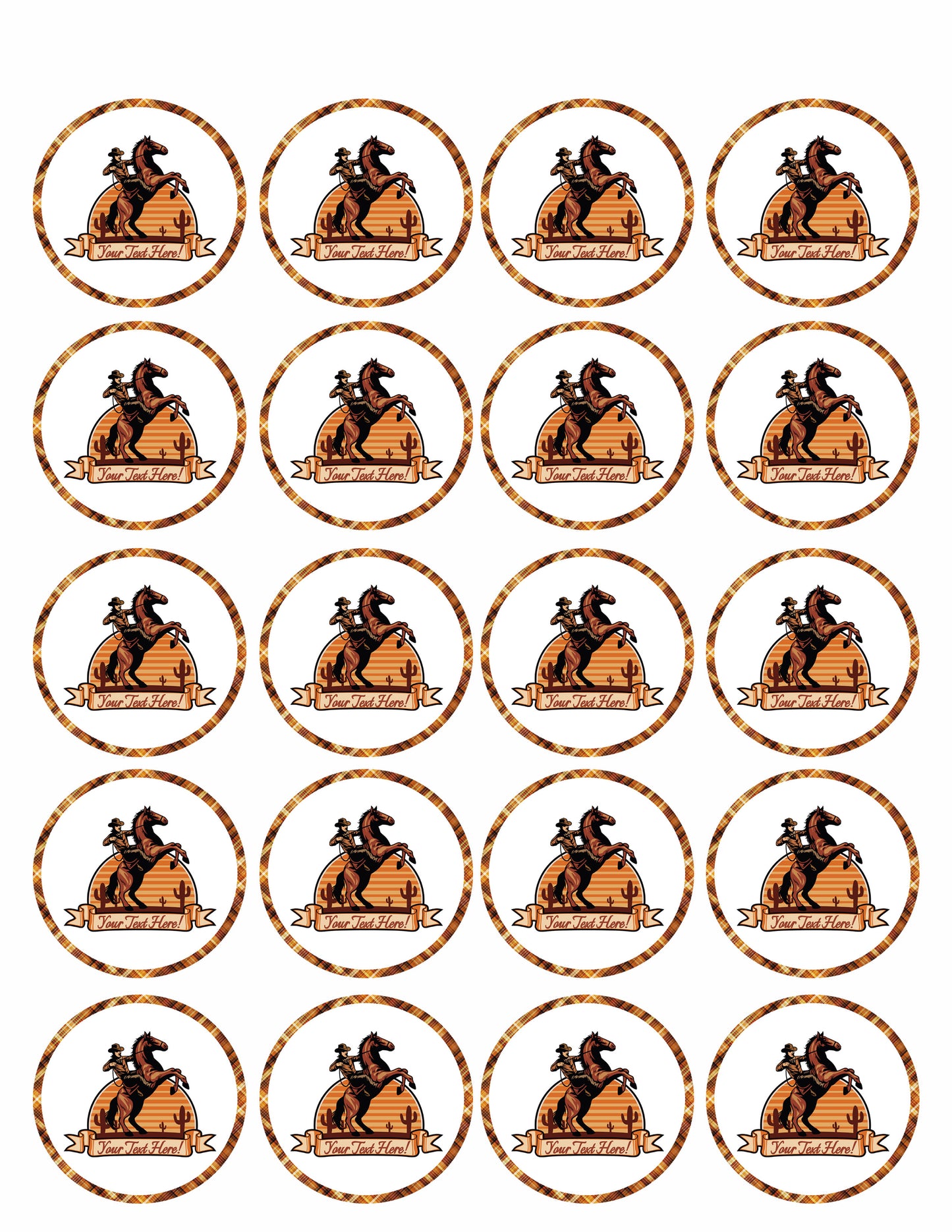 Cowboy Ride a Horse - Edible Cake Topper, Cupcake Toppers, Strips