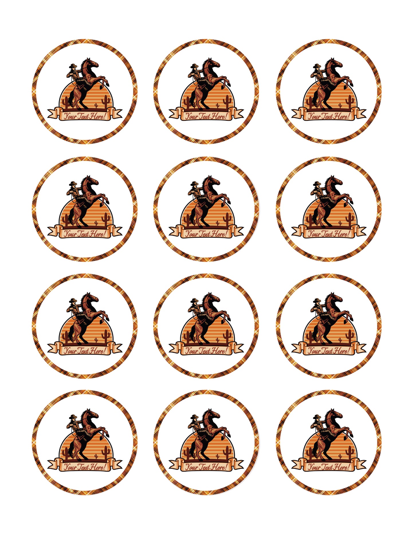 Cowboy Ride a Horse - Edible Cake Topper, Cupcake Toppers, Strips