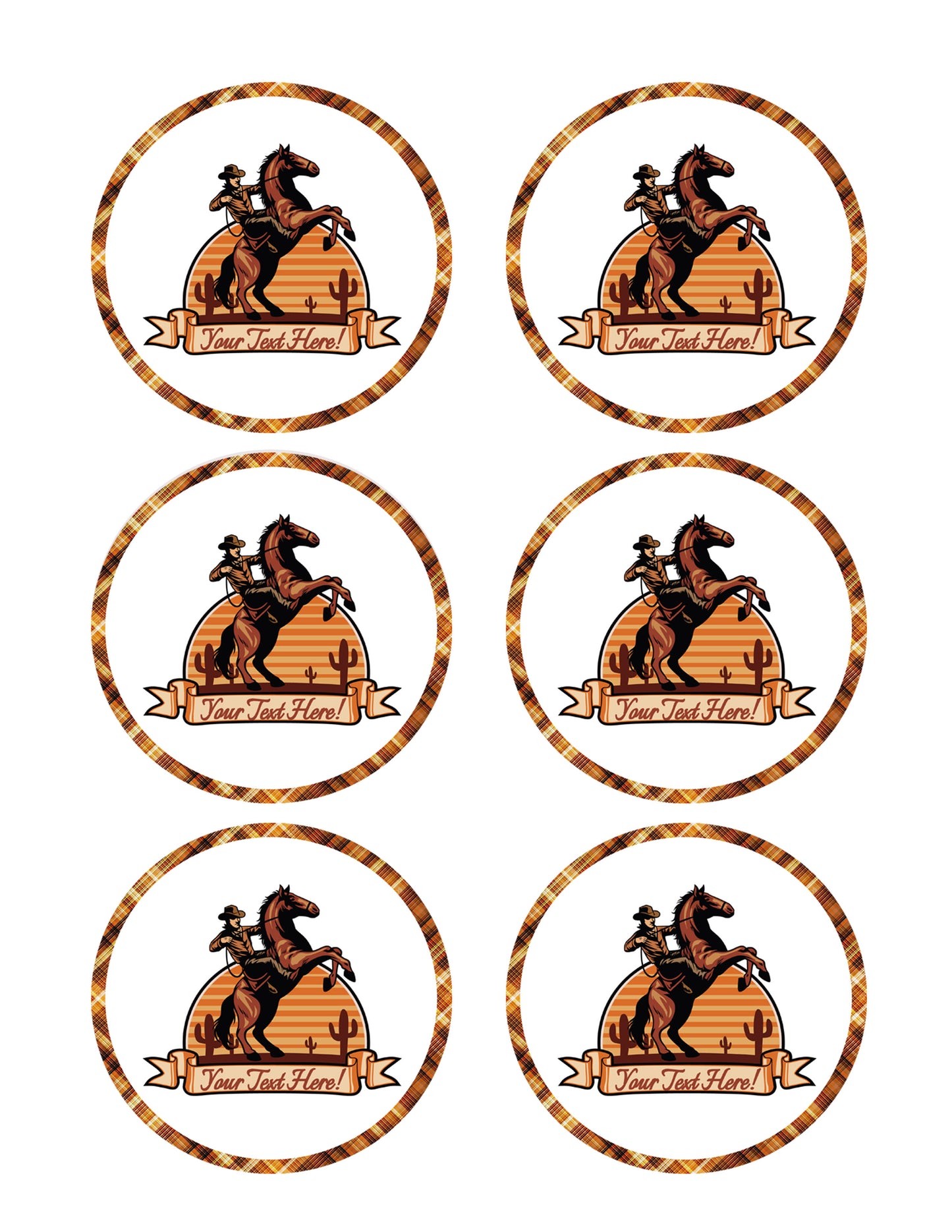 Cowboy Ride a Horse - Edible Cake Topper, Cupcake Toppers, Strips